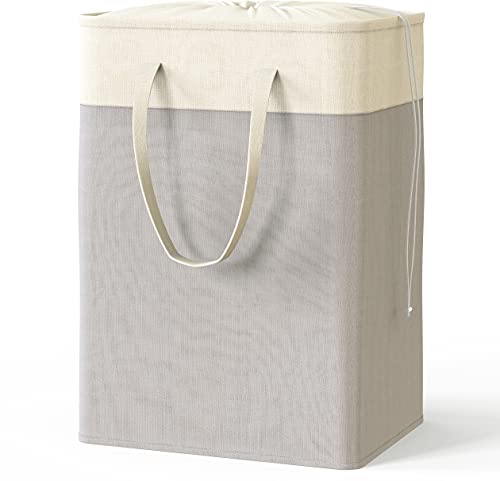 SimpleHouseware Rectangle Terylene Cotton Collapsible Laundry Hamper Basket, Grey