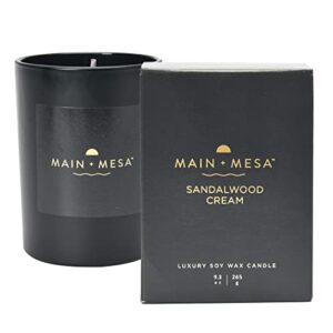 main + mesa matte black glass candle in gift box, 9.3 oz, burn time up to 60 hours