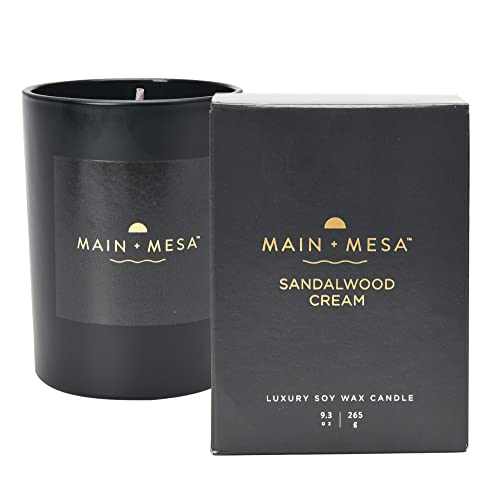 Main + Mesa Matte Black Glass Candle in Gift Box, 9.3 oz, Burn time up to 60 Hours