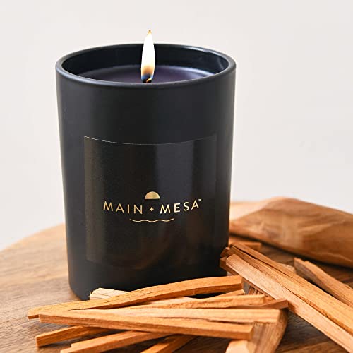 Main + Mesa Matte Black Glass Candle in Gift Box, 9.3 oz, Burn time up to 60 Hours