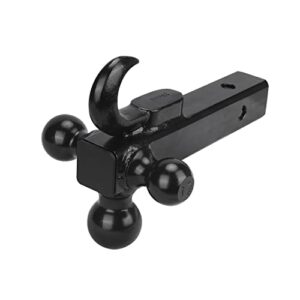 angcosy triple ball mount with hook, 1-7/8”, 2” and 2-5/16” tri-ball hitch balls, hollow shank, fits for 2” receiver, 10,000 lbs