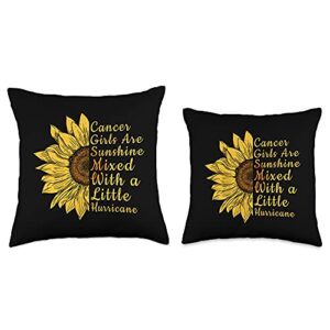 Cancer Zodiac Sign Birthday Gifts For Her Birthday Cancer Woman Star Sign June July Sunflower Funny Throw Pillow, 16x16, Multicolor