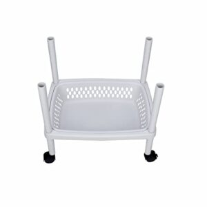 Ruishetop 3 Layers Plastic Rolling Storage Cart Vegetable Organizer Shelf Rack Storage Tower Utility Cart with Wheels and Removable Baskets, for Kitchen Laundry Room Bathroom Office Home (White)