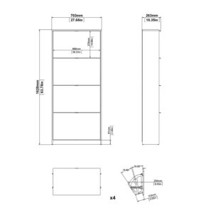 Pemberly Row Modern 4 Drawer Shoe Cabinet, 24-Pair Shoe Rack Storage Organizer in Black Matte
