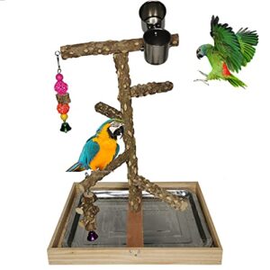 tfwadmx bird perch natural wood stand toy parrot play stand platform bird cage branch perch accessories for parakeets canaries cockatiels conure lovebirds