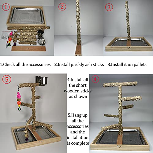 Tfwadmx Bird Perch Natural Wood Stand Toy Parrot Play Stand Platform Bird Cage Branch Perch Accessories for Parakeets Canaries Cockatiels Conure Lovebirds