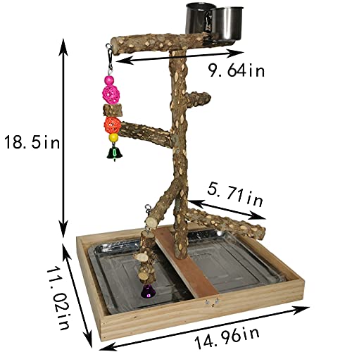 Tfwadmx Bird Perch Natural Wood Stand Toy Parrot Play Stand Platform Bird Cage Branch Perch Accessories for Parakeets Canaries Cockatiels Conure Lovebirds