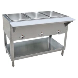 kratos 28w-110 - nsf commercial 120v electric steam table/hot food table - 3 wells - stationary - 43" wx30 dx34 h