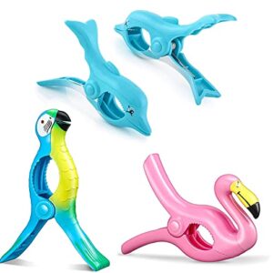 Nerjan 6PCS Beach Towel Clips Outdoor Fashion Style Flamingo Towel Holders for Pool Chairs or Fence During Your Cruise-Jumbo Size to Keep Your Cloth or Towel from Blowing.