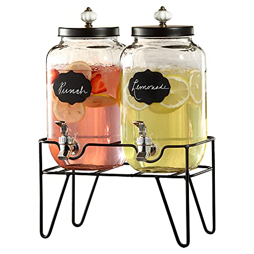 Style Setter Manchester Beverage Dispenser Set of 2 Cold Drink Dispenser w/ 3.1 Liter each