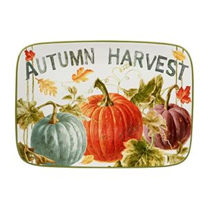 certified international autumn harvest rectangular platter. 14" x 10", multicolor