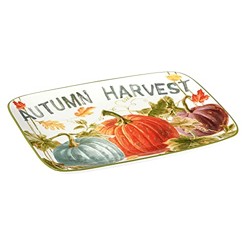 Certified International Autumn Harvest Rectangular Platter. 14" x 10", Multicolor