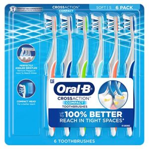 oral-b crossaction compact toothbrush, soft, 6 count