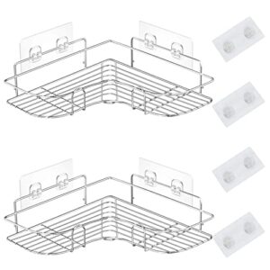 auyyosk shower caddy corner,adhesive metal bathroom shelf wall mounted, non-drilling floating shelf for bathroom organizer/shower organizer/kitchen (2 pack silver)