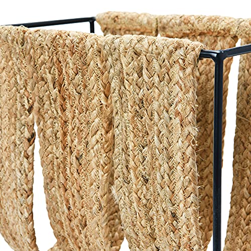 Main + Mesa Woven Jute and Metal Magazine Holder, Natural/Black