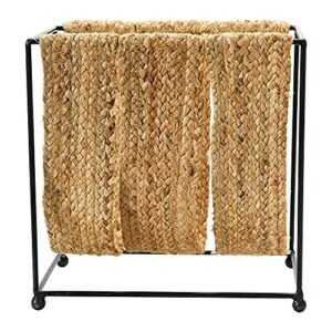 Main + Mesa Woven Jute and Metal Magazine Holder, Natural/Black