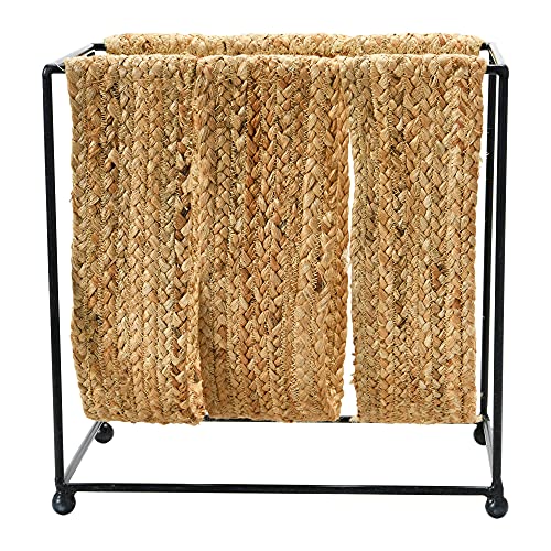 Main + Mesa Woven Jute and Metal Magazine Holder, Natural/Black