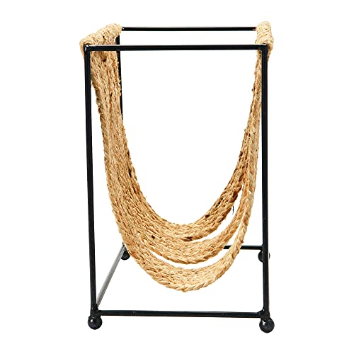 Main + Mesa Woven Jute and Metal Magazine Holder, Natural/Black