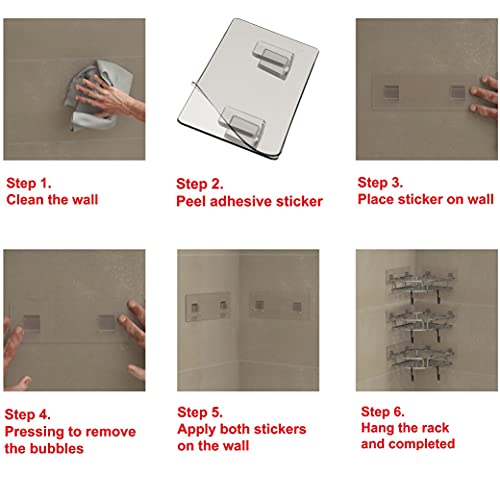 Simple Houseware Bathroom Adhesive Wall Mount Single-Tier Corner Shelf Shower Caddy, Chrome, (Set of 3)