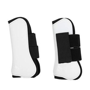 Jeanoko 4PCS White PU Shell Horse Front Back Leg Guard Boot Adjustable Wrap Protector Riding Equipment During Jumping Obstacles