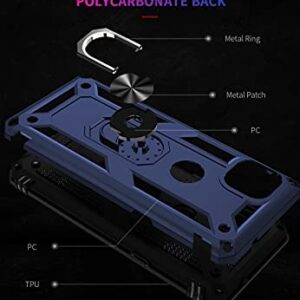 Military Grade Drop Impact for Moto One 5G Ace Case Motorola One 5G Ace G 5G Case 360 Metal Rotating Ring Kickstand Holder Armor Heavy Duty Shockproof Case for One 5G Ace Phone Case (Blue)