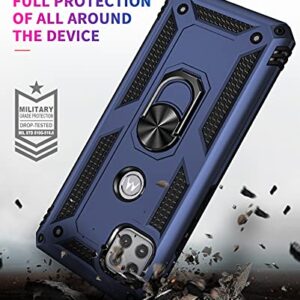 Military Grade Drop Impact for Moto One 5G Ace Case Motorola One 5G Ace G 5G Case 360 Metal Rotating Ring Kickstand Holder Armor Heavy Duty Shockproof Case for One 5G Ace Phone Case (Blue)