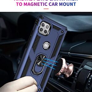 Military Grade Drop Impact for Moto One 5G Ace Case Motorola One 5G Ace G 5G Case 360 Metal Rotating Ring Kickstand Holder Armor Heavy Duty Shockproof Case for One 5G Ace Phone Case (Blue)