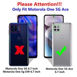 Military Grade Drop Impact for Moto One 5G Ace Case Motorola One 5G Ace G 5G Case 360 Metal Rotating Ring Kickstand Holder Armor Heavy Duty Shockproof Case for One 5G Ace Phone Case (Blue)