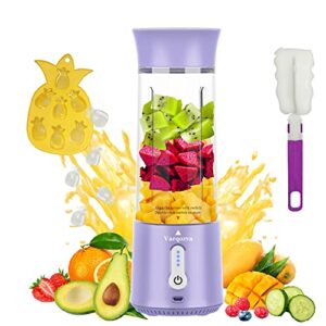 vaeqozva portable blender, personal size mini blender, 17 oz usb rechargeable jucier cup, shakes and smoothies with ice tray for home, travel, sport, office
