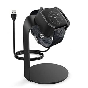 kmasic charging dock compatible with fitbit versa 2, aluminum charging stand portable magnetic charging station accessories replacement 3.3ft usb cable for fitbit versa 2 smartwatch, black