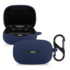 kwmobile silicone case compatible with jbl live pro plus - case protective cover for headphones - dark blue