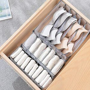 5 Set Foldable Underwear Drawer Organizer,Mesh Closet Underwear Organizer Drawer Divider,Grey