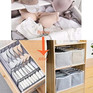 5 Set Foldable Underwear Drawer Organizer,Mesh Closet Underwear Organizer Drawer Divider,Grey