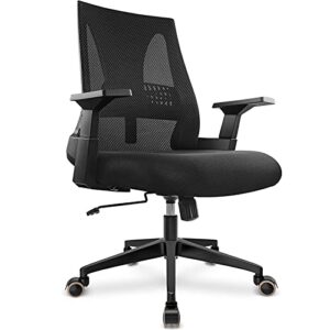 davejones office desk chair mid back - lumbar support ergonomic office chair, swivel chair with large seat for adults comfortable
