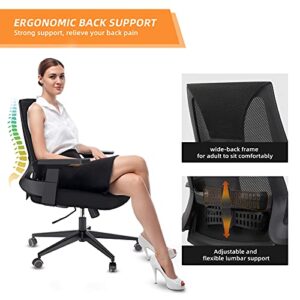 DAVEJONES Office Desk Chair Mid Back - Lumbar Support Ergonomic Office Chair, Swivel Chair with Large Seat for Adults Comfortable