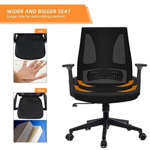 DAVEJONES Office Desk Chair Mid Back - Lumbar Support Ergonomic Office Chair, Swivel Chair with Large Seat for Adults Comfortable