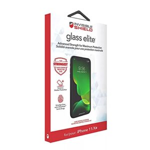 zagg invisibleshield glass elite+ screen protector for iphone 11 and iphone xr – anti-microbial technology, smudge-free clearprint, extreme shatter, impact and scratch protection