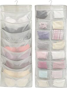 1 pack - simplehouseware 24-pocket double-sided hanging closet underwear organizer, grey