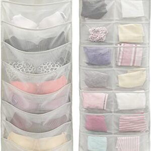 1 Pack - SimpleHouseware 24-Pocket Double-Sided Hanging Closet Underwear Organizer, Grey