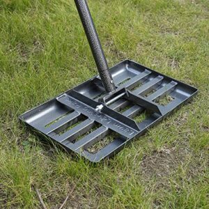 sandegoo lawn leveling rake | levelawn tool | level soil or dirt ground surfaces easily | 18” x 10” ground plate | rakes for lawns heavy duty 72” extra long handle | extracted iron metal black