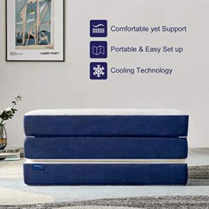 JINGWEI Folding Mattress, Tri-fold Memory Foam Mattress Topper with Washable Cover, 3-Inch, Twin XL Size, Play Mat, Foldable Bed, Guest beds, Camp Portable Bed, 38"*78"*3"