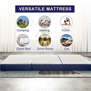 JINGWEI Folding Mattress, Tri-fold Memory Foam Mattress Topper with Washable Cover, 3-Inch, Twin XL Size, Play Mat, Foldable Bed, Guest beds, Camp Portable Bed, 38"*78"*3"