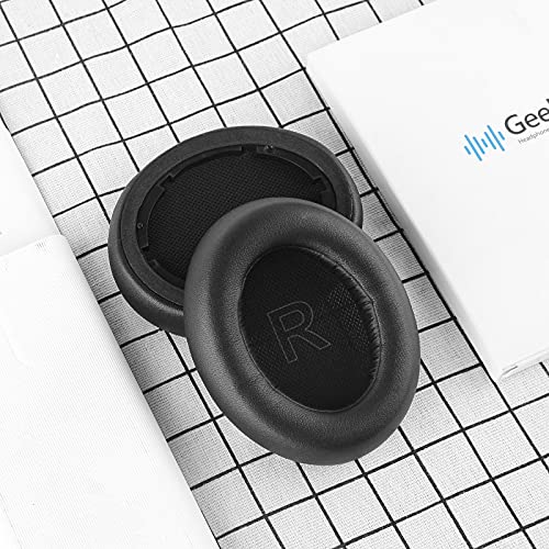 Geekria QuickFit Protein Leather Replacement Ear Pads for Anker Soundcore Life Q10, Q10 BT Headphones Earpads, Headset Ear Cushion Repair Parts (Black)