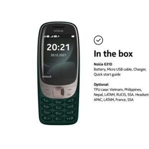 Nokia 6310 (2021) Dual-SIM 16MB ROM + 8MB RAM (GSM Only | No CDMA) Factory Unlocked 2G GSM Cell-Phone (Dark Green) - International Version