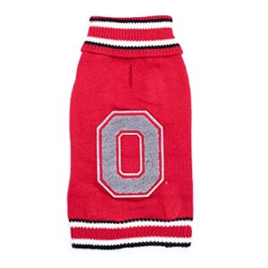 the license house ohio state buckeyes dog block o pullover turtleneck, warm pullover fleece dog sweater, winter dog clothes - xl, red