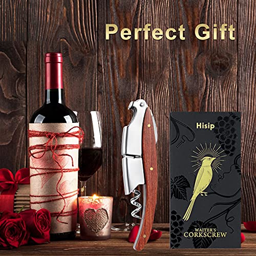 Hisip Wine Bottle Opener Upgrade Corkscrew Phoenix Design Red Dot Award Crafted Rosewood Handle, Quick Stainless Steel Wine Key for Beers and Wine Bottles, Christmas Gift for Waiters Bartenders