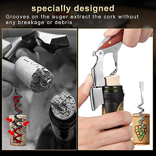 Hisip Wine Bottle Opener Upgrade Corkscrew Phoenix Design Red Dot Award Crafted Rosewood Handle, Quick Stainless Steel Wine Key for Beers and Wine Bottles, Christmas Gift for Waiters Bartenders