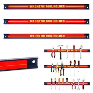 ergomaster 3 pcs 18" magnetic tool holder bar organizer storage rack for garage workshops ( mounting screws included )