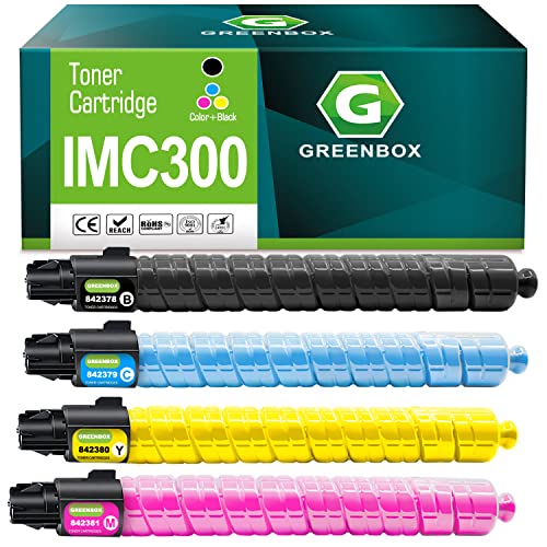 GREENBOX Compatible IM C300 C400 High-Yield Toner Cartridge Replacement for Ricoh IM C300 C400 842378 842379 842380 842381 for IM C300 C300F C400 C400F C400SF Printer (17,500 Pages, KCMY, 4 Pack)