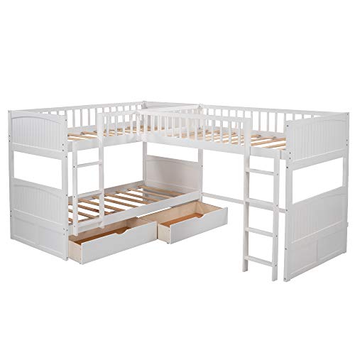 Merax Bunk Bed with a Loft Attached, Two Storage Drawers